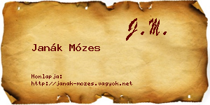 Janák Mózes névjegykártya